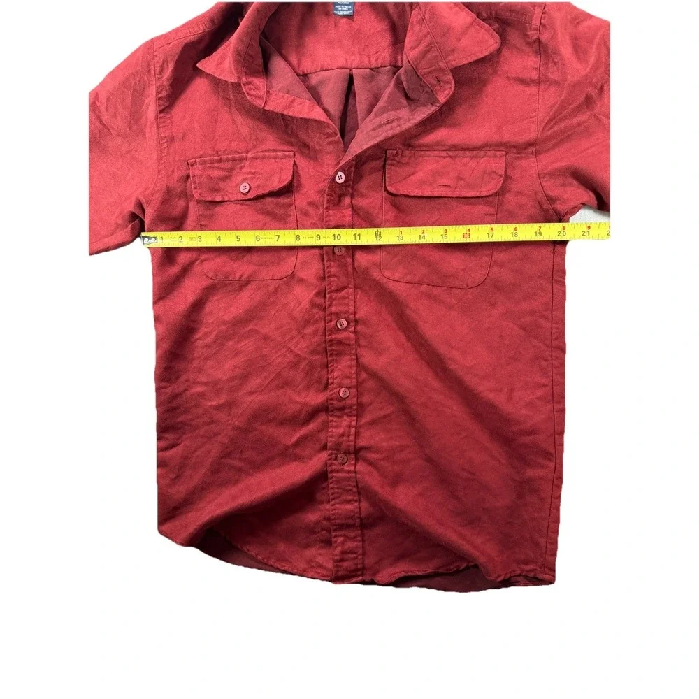 Vintage Knightsbridge Cloth Shirt 1611 Red Heavyweight Polyester Mens Small - Picture 4 of 6